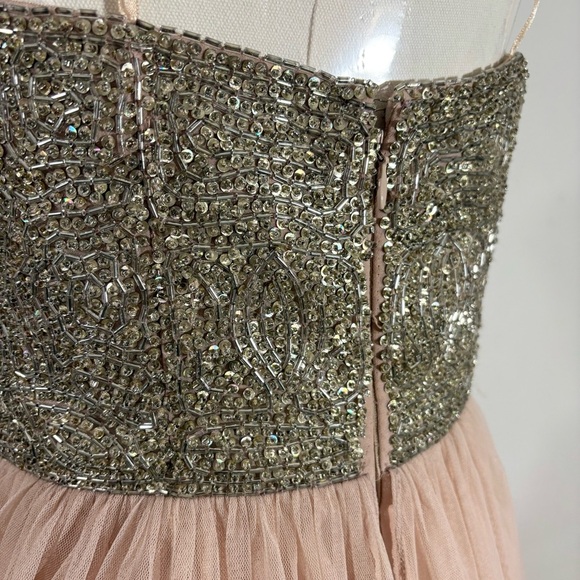 AIDAN MATTOX Sz 6 Blush Beaded Top Tulle Party Prom Pageant Dress Sparkle Short - Picture 7 of 16
